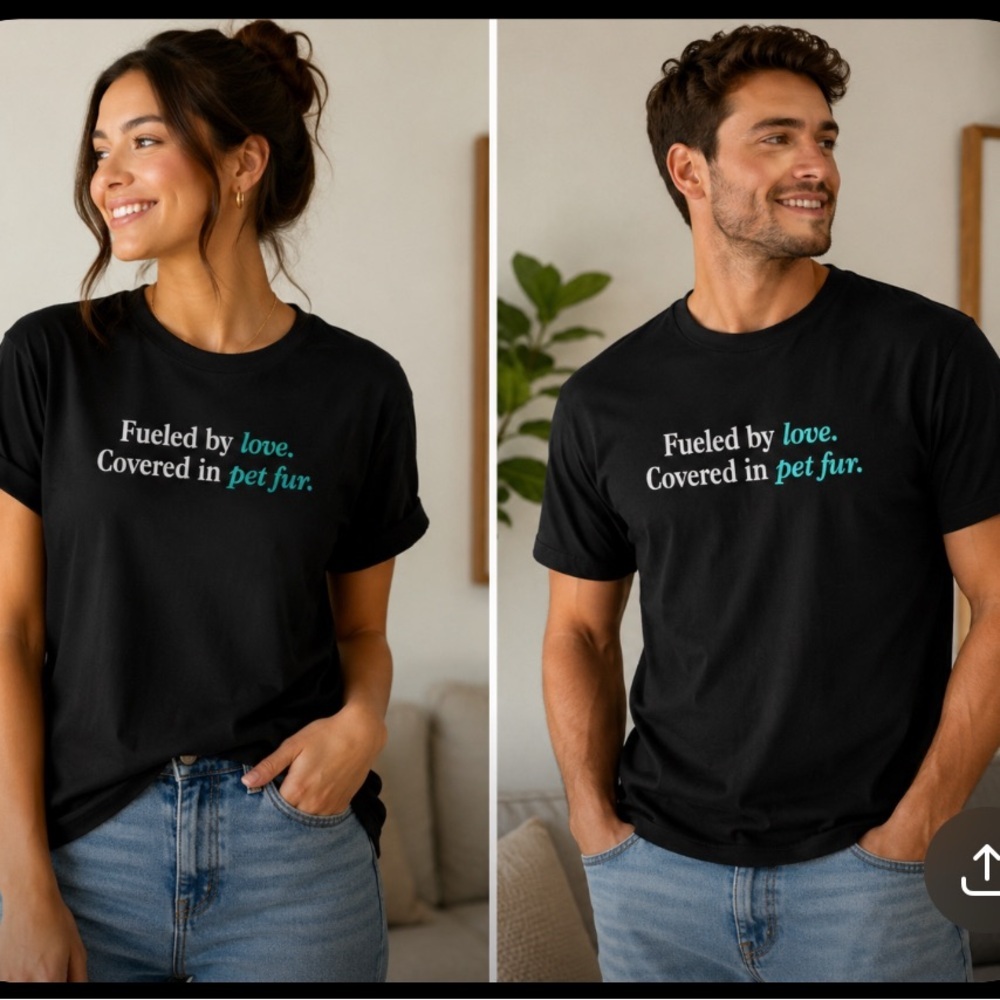 Black Woman’ or Men’s Crewneck T-Shirt - Fueled by Love Pet Fur Graphic